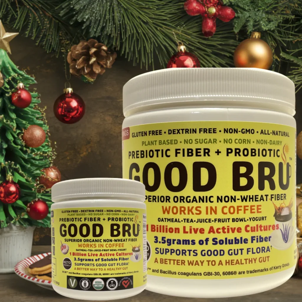 Good Bru Organic Prebiotic Fiber and Probiotic powder for gut health and reflux support