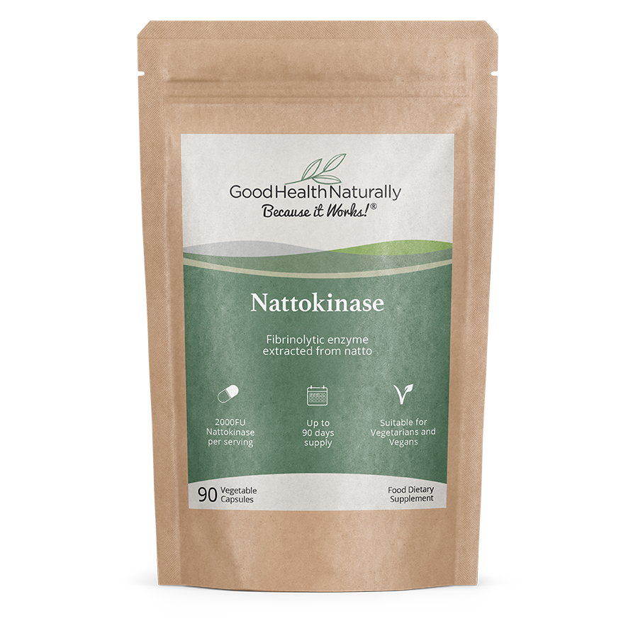 Nattokinase by Good Health Naturally product feature image placeholder for enzyme supplementation supporting healthy circulation and cardiovascular function.