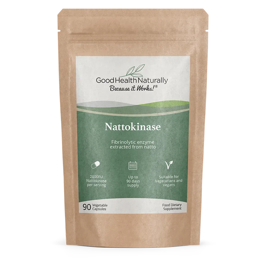 Nattokinase by Good Health Naturally product feature image placeholder for enzyme supplementation supporting healthy circulation and cardiovascular function.