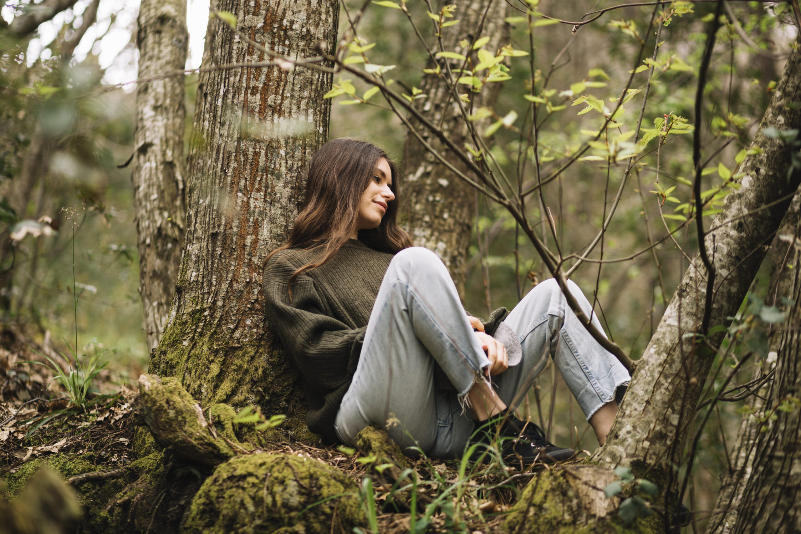 woman relaxing nature cbd wellness calm