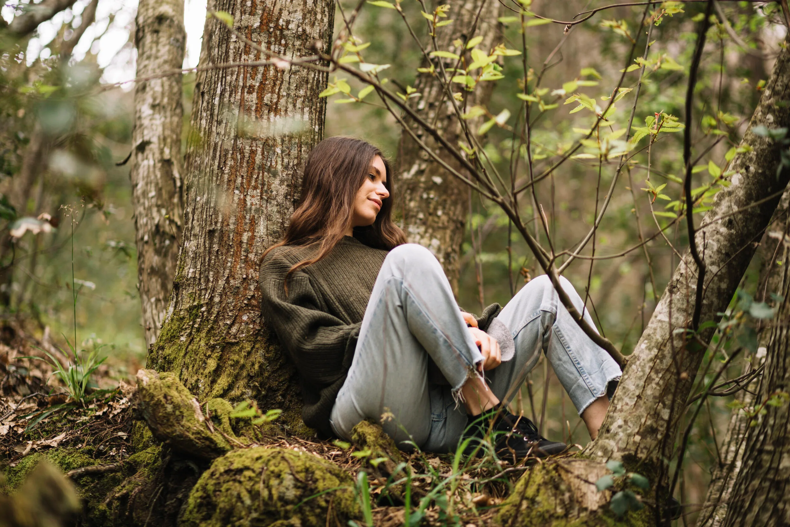 woman relaxing nature cbd wellness calm