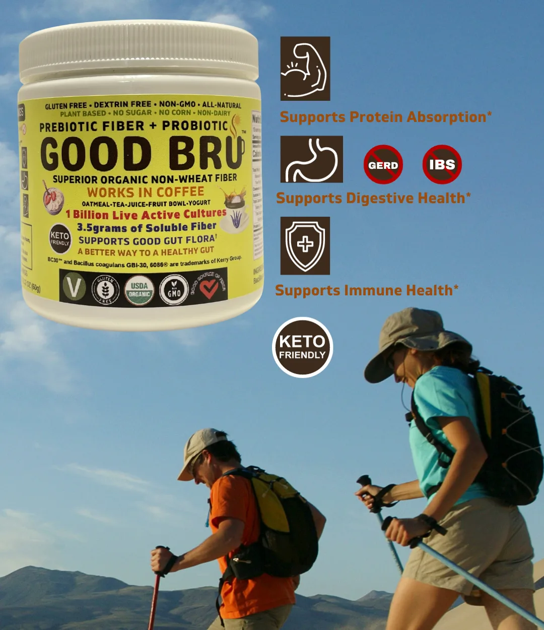 Good Bru Organic Prebiotic Fiber + Probiotic powder