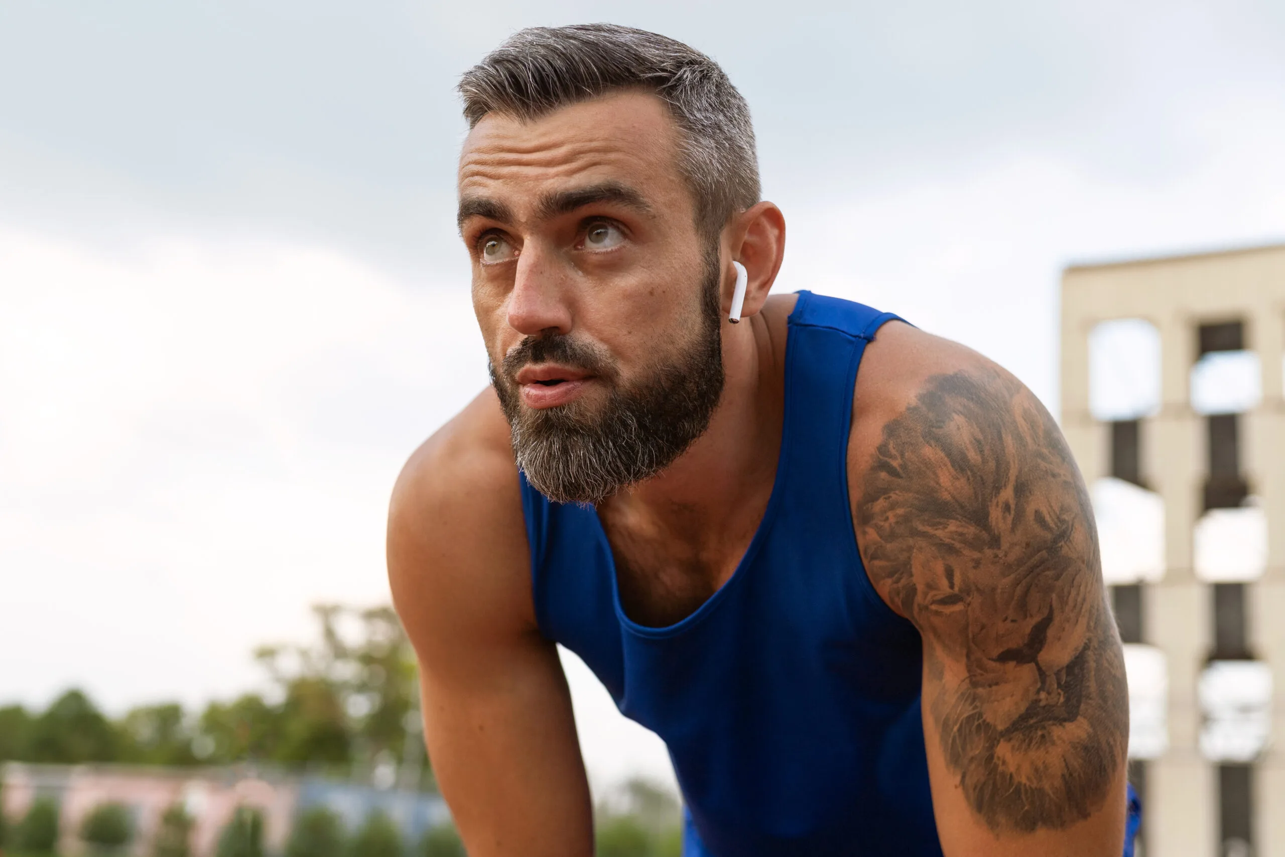 middle-aged man, energized confident man